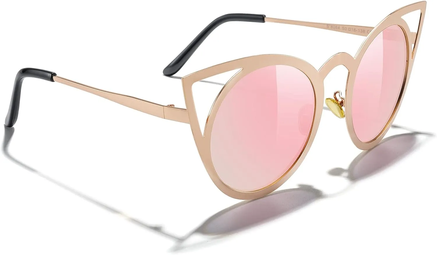 MERRY'S Cat Eye Sunglasses Round Metal Cut-Out Flash Mirror Lens Sun glasses S8064