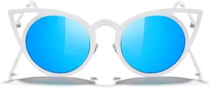 MERRY'S Cat Eye Sunglasses Round Metal Cut-Out Flash Mirror Lens Sun glasses S8064