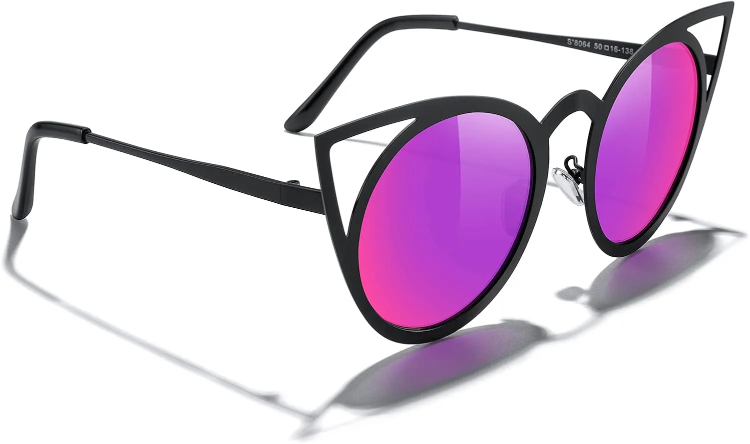 MERRY'S Cat Eye Sunglasses Round Metal Cut-Out Flash Mirror Lens Sun glasses S8064