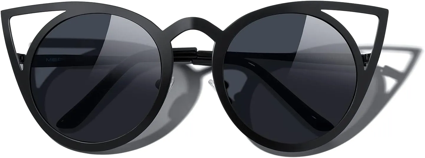 MERRY'S Cat Eye Sunglasses Round Metal Cut-Out Flash Mirror Lens Sun glasses S8064