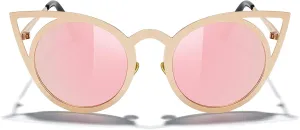 MERRY'S Cat Eye Sunglasses Round Metal Cut-Out Flash Mirror Lens Sun glasses S8064