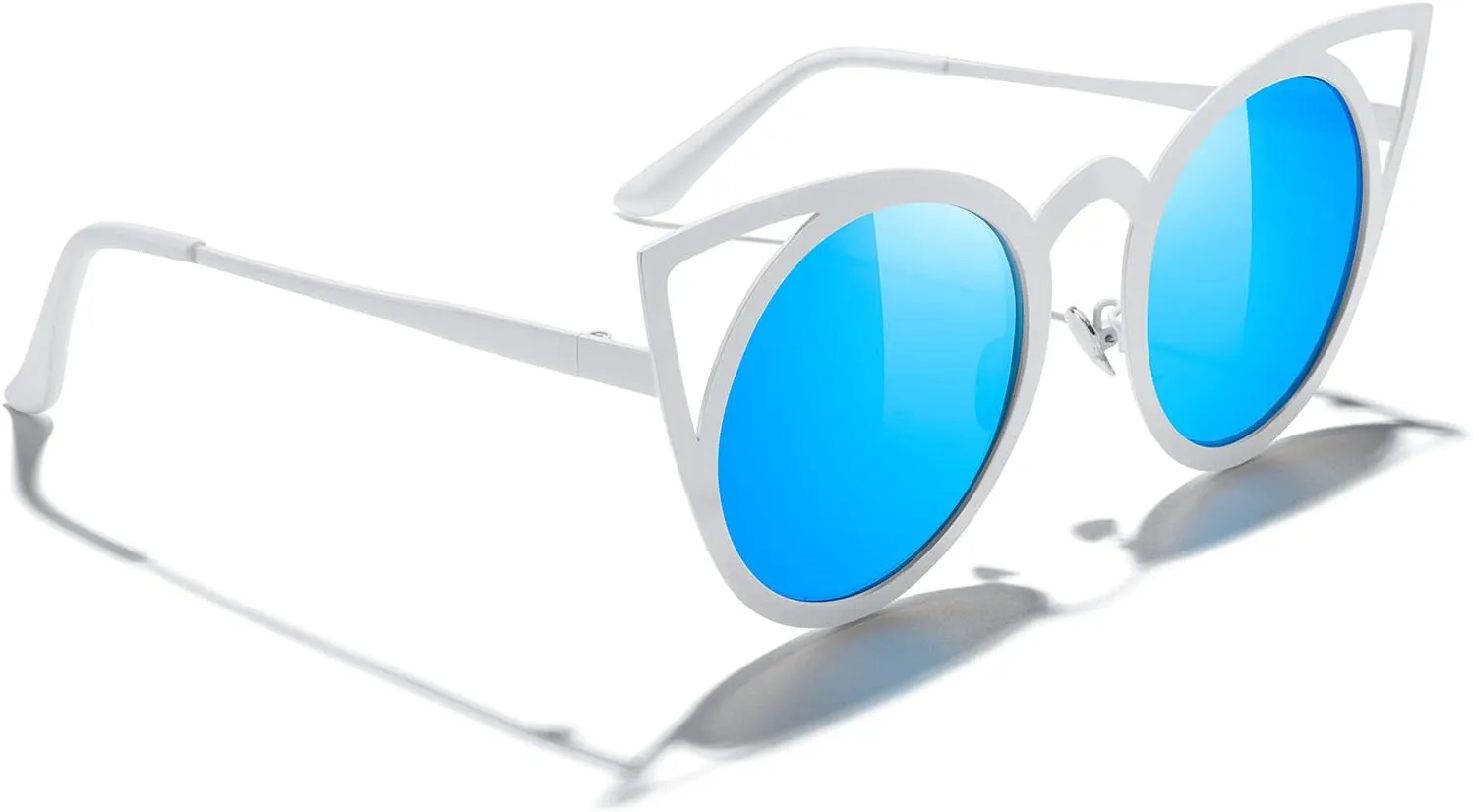 MERRY'S Cat Eye Sunglasses Round Metal Cut-Out Flash Mirror Lens Sun glasses S8064