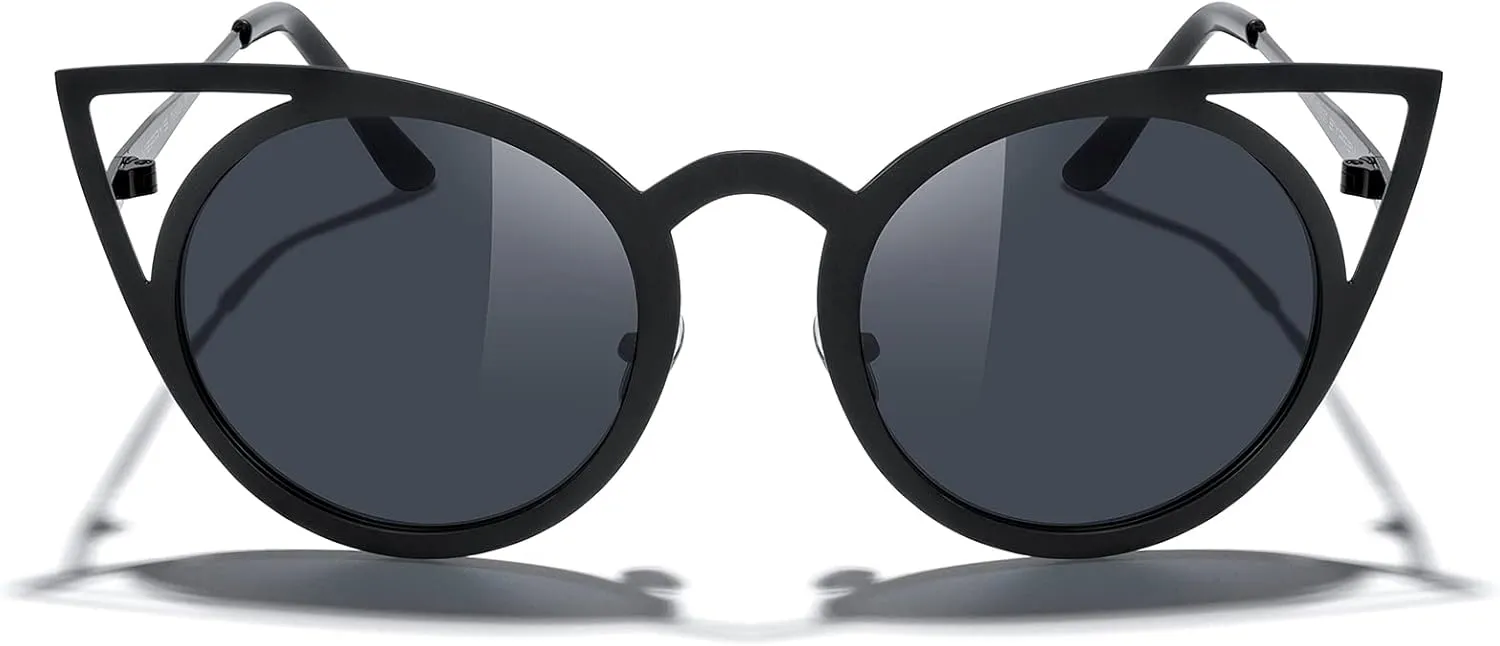 MERRY'S Cat Eye Sunglasses Round Metal Cut-Out Flash Mirror Lens Sun glasses S8064