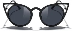MERRY'S Cat Eye Sunglasses Round Metal Cut-Out Flash Mirror Lens Sun glasses S8064