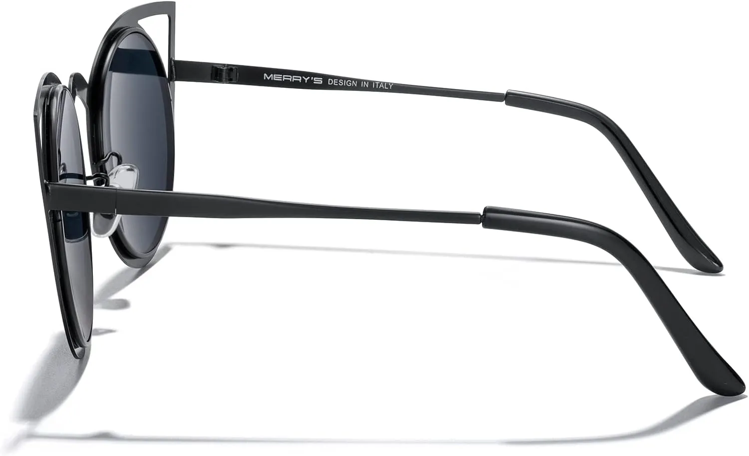 MERRY'S Cat Eye Sunglasses Round Metal Cut-Out Flash Mirror Lens Sun glasses S8064
