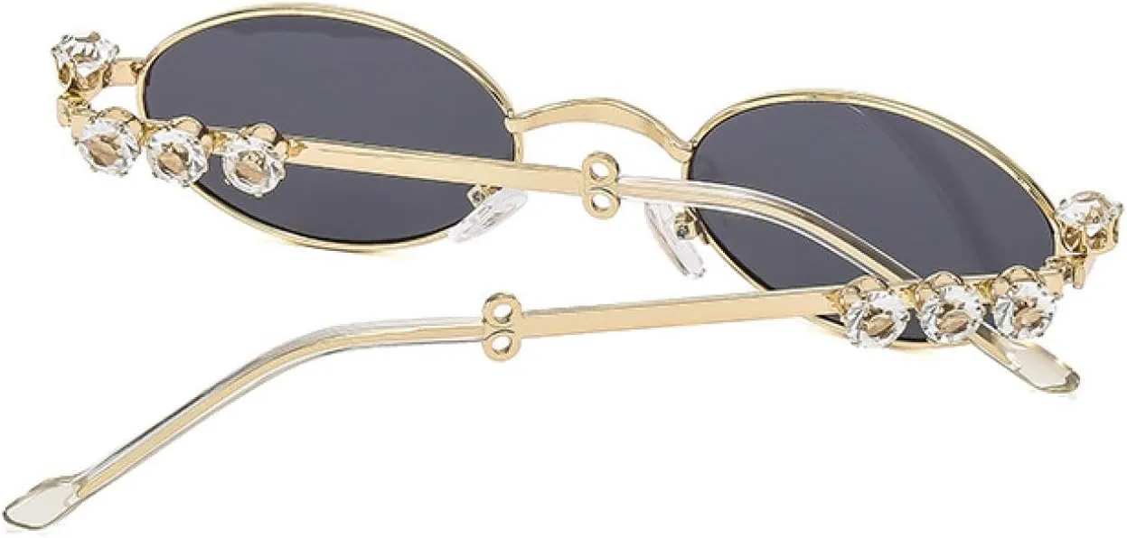 Metal Oval Diamond Sunglasses Women Men Fashion Luxury Travel Street Photography Sunglasses Uv400