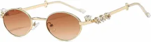 Metal Oval Diamond Sunglasses Women Men Fashion Luxury Travel Street Photography Sunglasses Uv400
