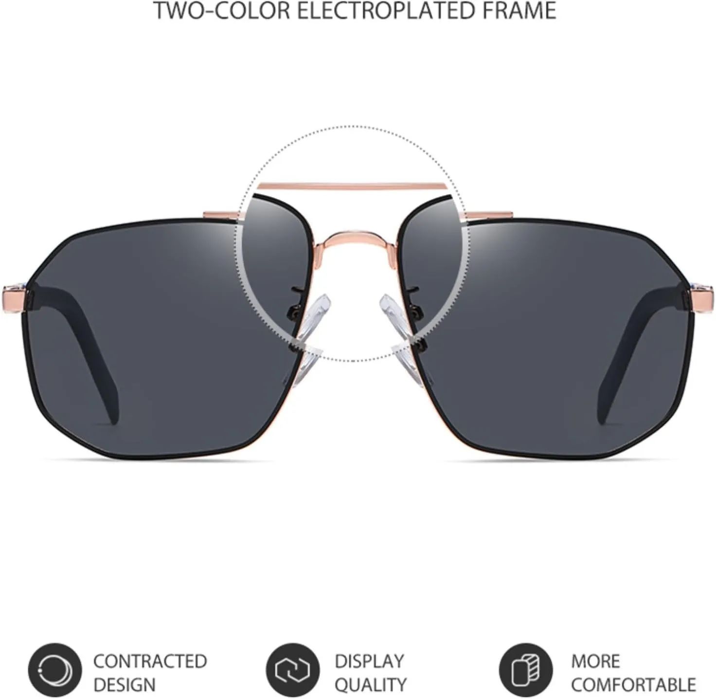 Metal Sunglasses Women Men Uv400 Polygon Frame Driving Fishing Travel