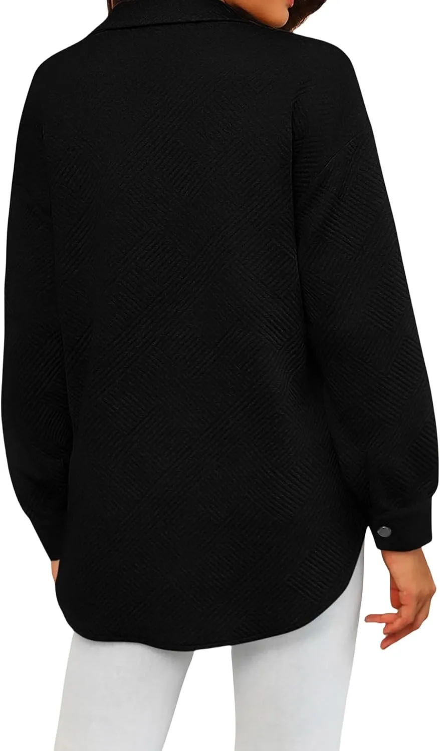 Mmoneyake Women's 2024 Button Down Shacket Jackets Collared Long Sleeve Shirt Textured Loose Casual Fashion Shirts Fall Coats