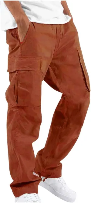Outdoor Cargo Pants for Men Lightweight Relaxed Fit Tactical Pants Solid Camo Multi Pockets Classic Trousers