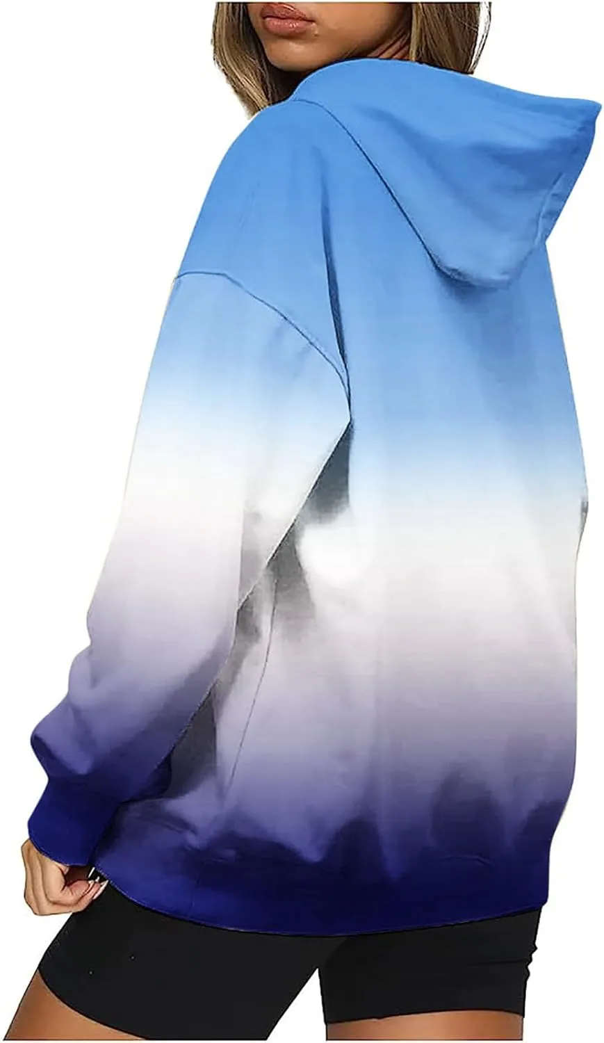 Oversized Sweatshirts for Women Loose Fit Fall Pullover Tops Neon Print Drawstring Hoodies Cute Trendy Clothes 2024