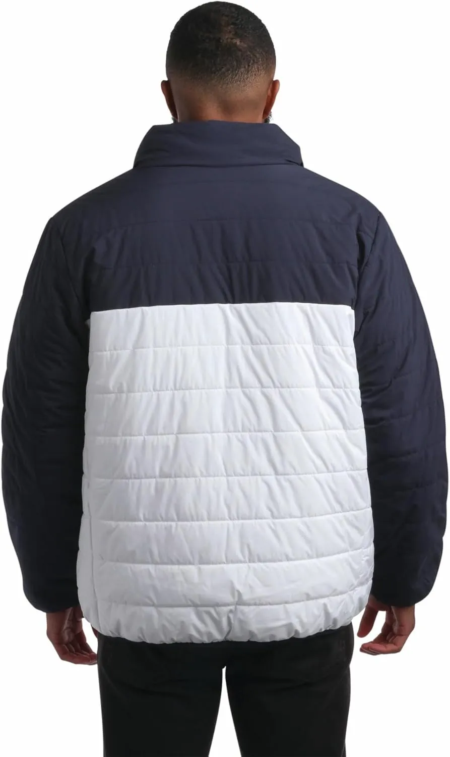 Perry Ellis Men's Puffer Jacket - Full Zip Up Reversible Color Block Hoodless Puffer Jacket for Men (S-XXL)
