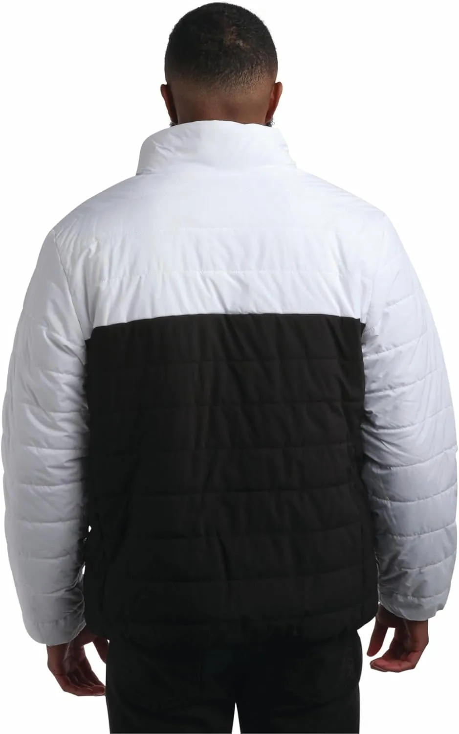 Perry Ellis Men's Puffer Jacket - Full Zip Up Reversible Color Block Hoodless Puffer Jacket for Men (S-XXL)