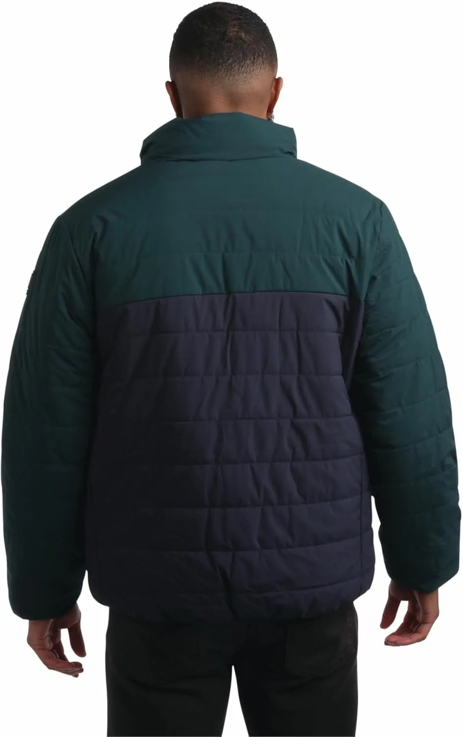 Perry Ellis Men's Puffer Jacket - Full Zip Up Reversible Color Block Hoodless Puffer Jacket for Men (S-XXL)