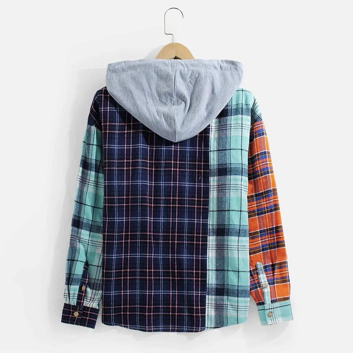 Plaid Hoodies Jackets for Men Loose Long Sleeve Fitted Button Down Lightweight Lined Button Down Padded Jackets