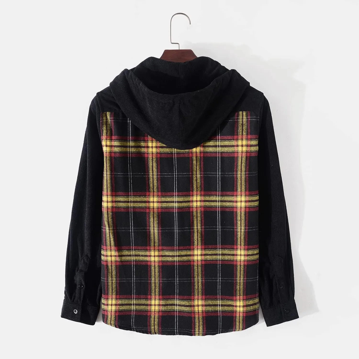 Plaid Hoodies Jackets for Men Loose Long Sleeve Fitted Button Down Lightweight Lined Button Down Padded Jackets