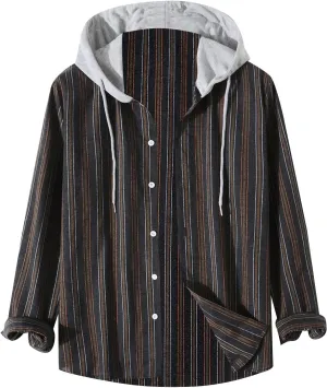 Plaid Hoodies Jackets for Men Loose Long Sleeve Fitted Button Down Lightweight Lined Button Down Padded Jackets