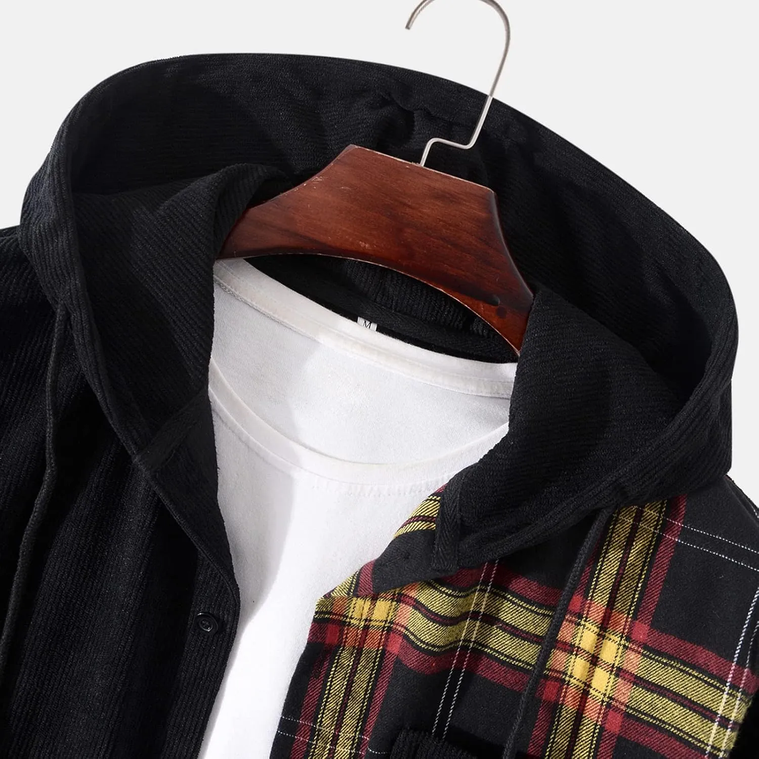 Plaid Hoodies Jackets for Men Loose Long Sleeve Fitted Button Down Lightweight Lined Button Down Padded Jackets