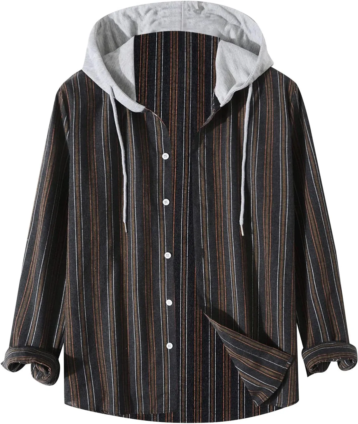 Plaid Hoodies Jackets for Men Loose Long Sleeve Fitted Button Down Lightweight Lined Button Down Padded Jackets