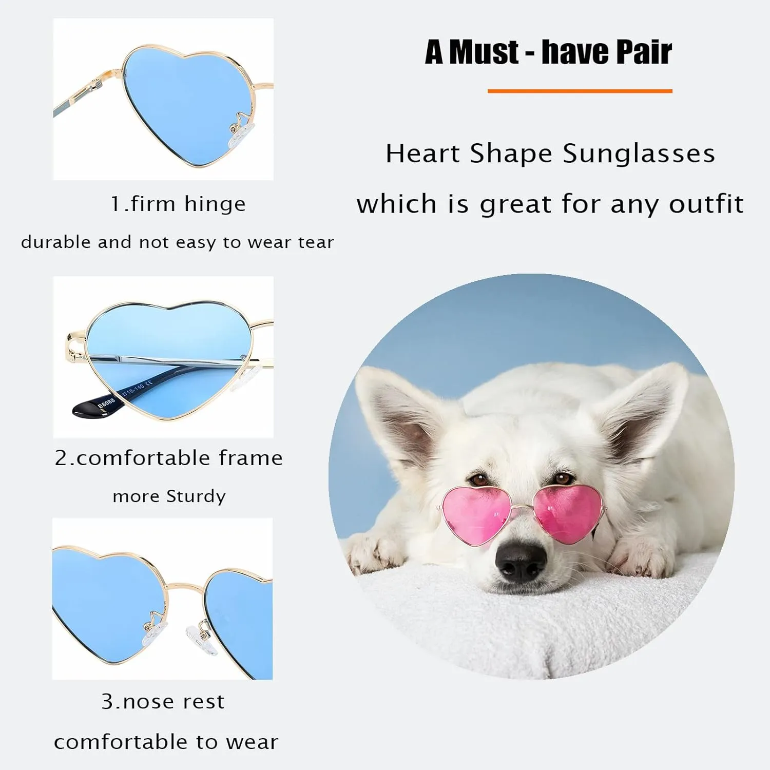 Polarized Heart Sunglasses for Women Fashion Cute Metal Frame Sun Glasses