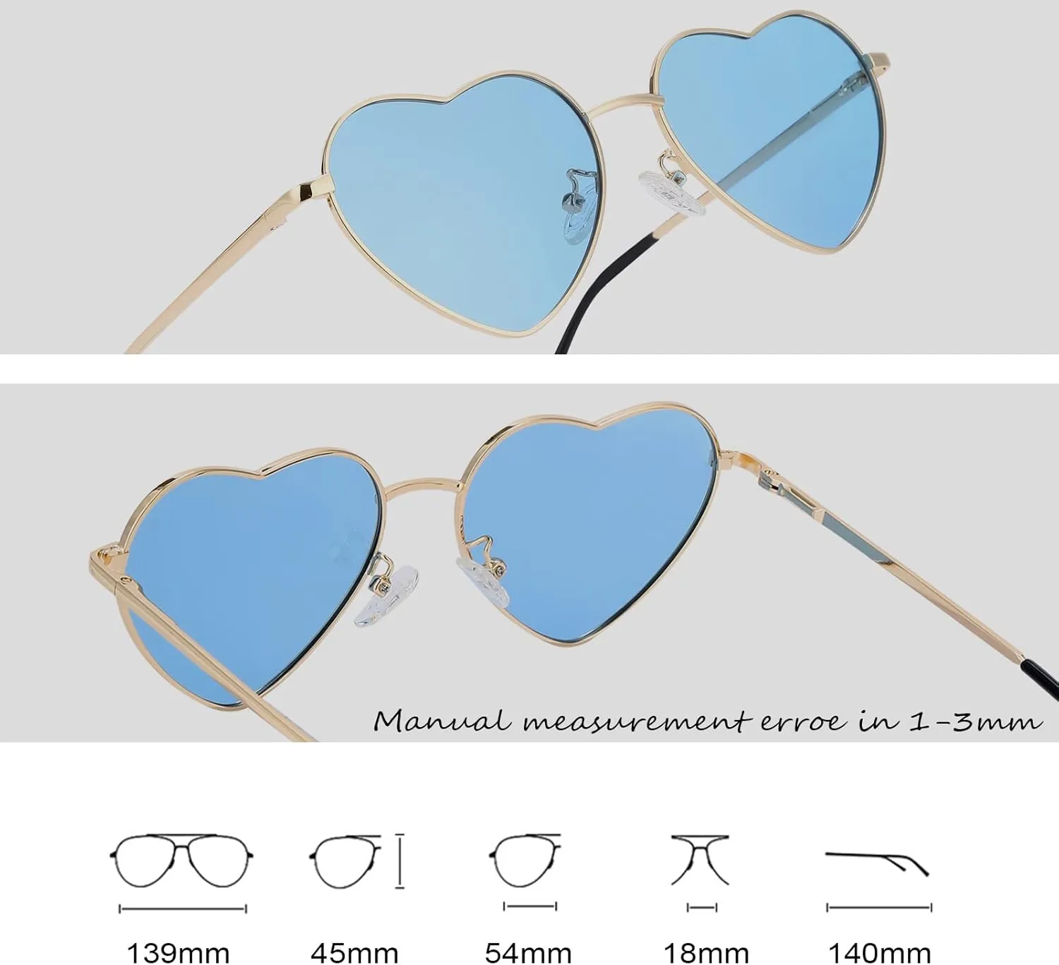 Polarized Heart Sunglasses for Women Fashion Cute Metal Frame Sun Glasses