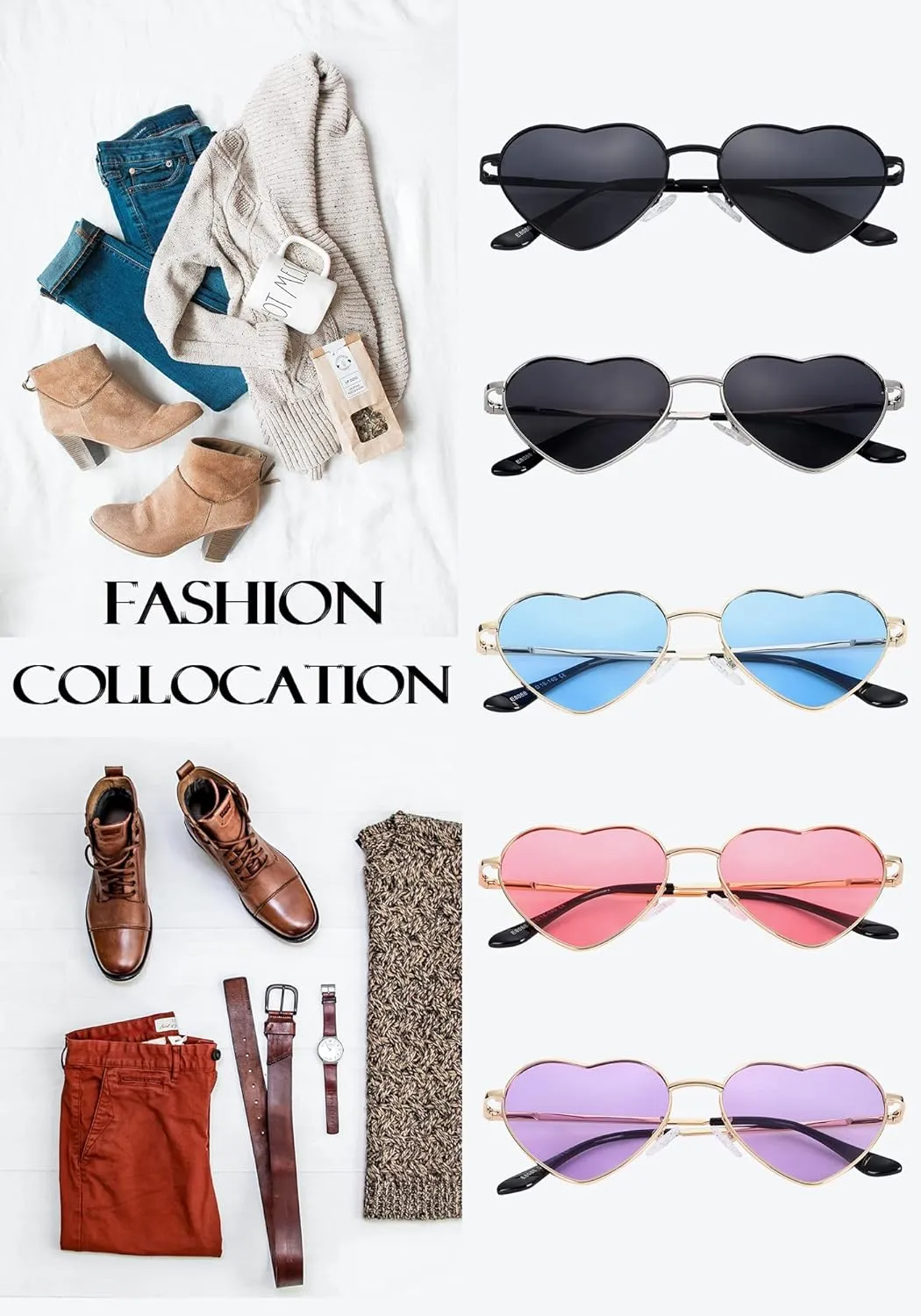 Polarized Heart Sunglasses for Women Fashion Cute Metal Frame Sun Glasses
