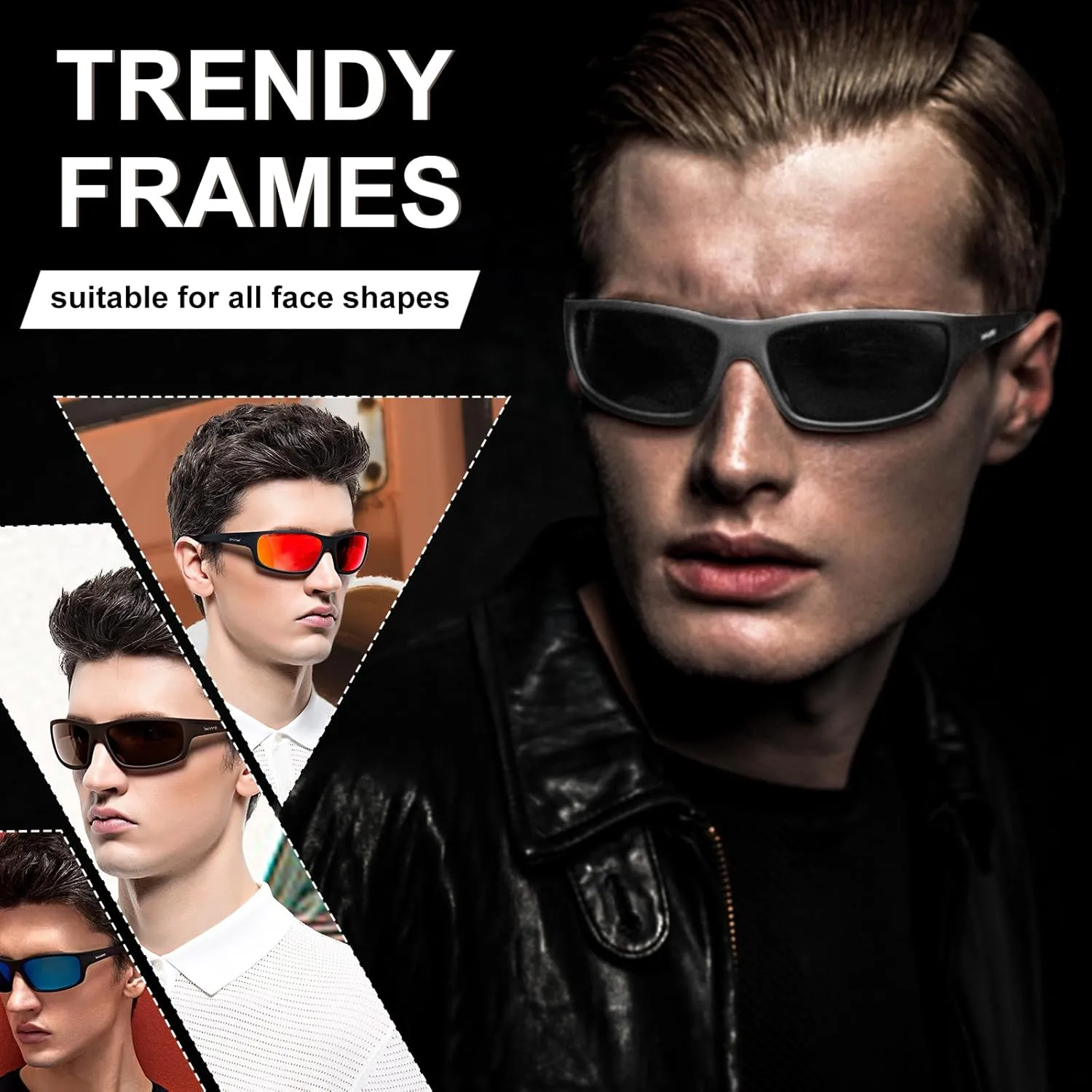Polarized Sport Sunglasses for Men Matte Finish Sun glasses Mirror Lens UV Blocking