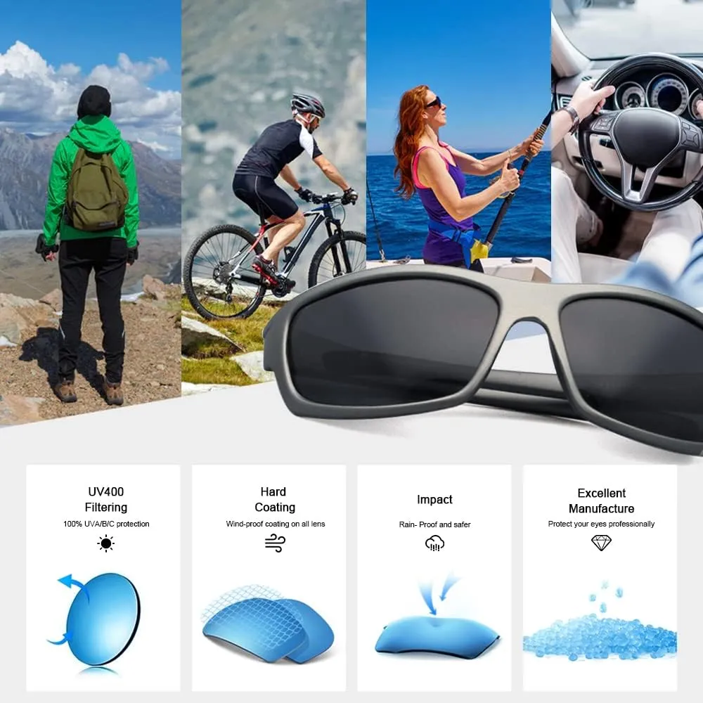 Polarized Sport Sunglasses for Men Matte Finish Sun glasses Mirror Lens UV Blocking