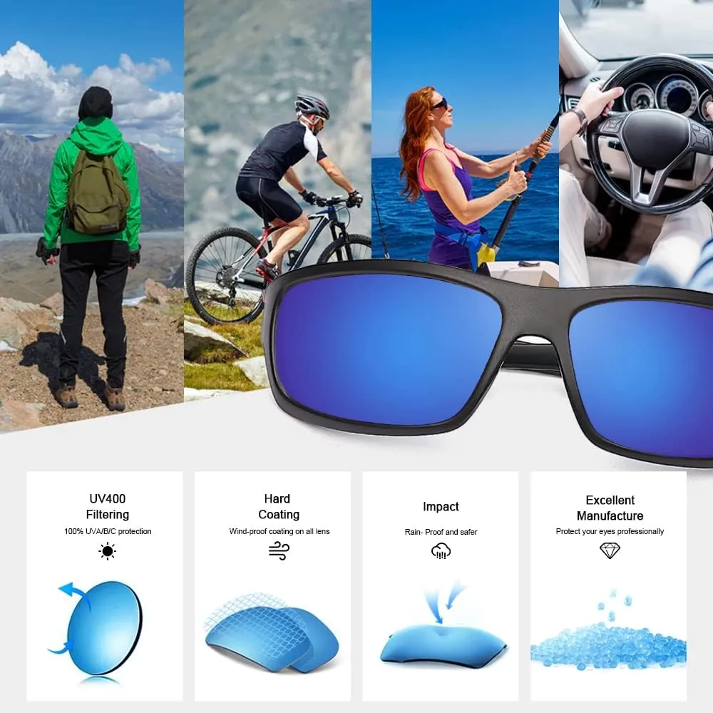 Polarized Sport Sunglasses for Men Matte Finish Sun glasses Mirror Lens UV Blocking