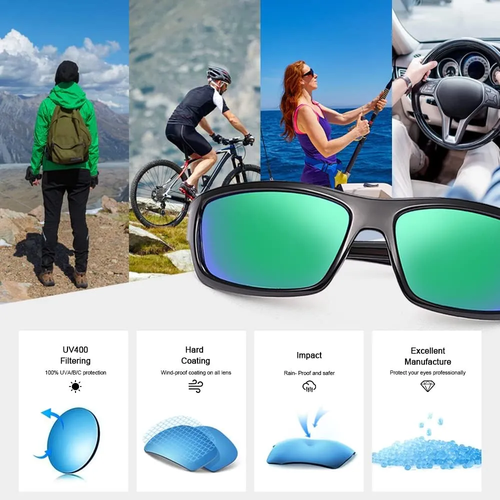 Polarized Sport Sunglasses for Men Matte Finish Sun glasses Mirror Lens UV Blocking
