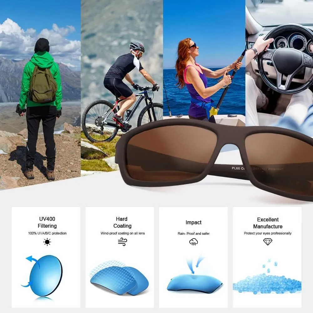 Polarized Sport Sunglasses for Men Matte Finish Sun glasses Mirror Lens UV Blocking