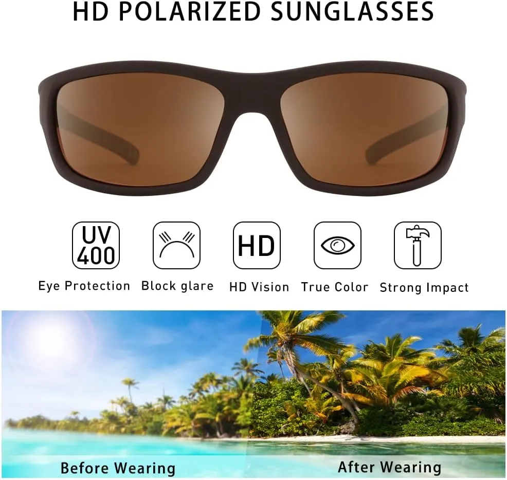 Polarized Sport Sunglasses for Men Matte Finish Sun glasses Mirror Lens UV Blocking