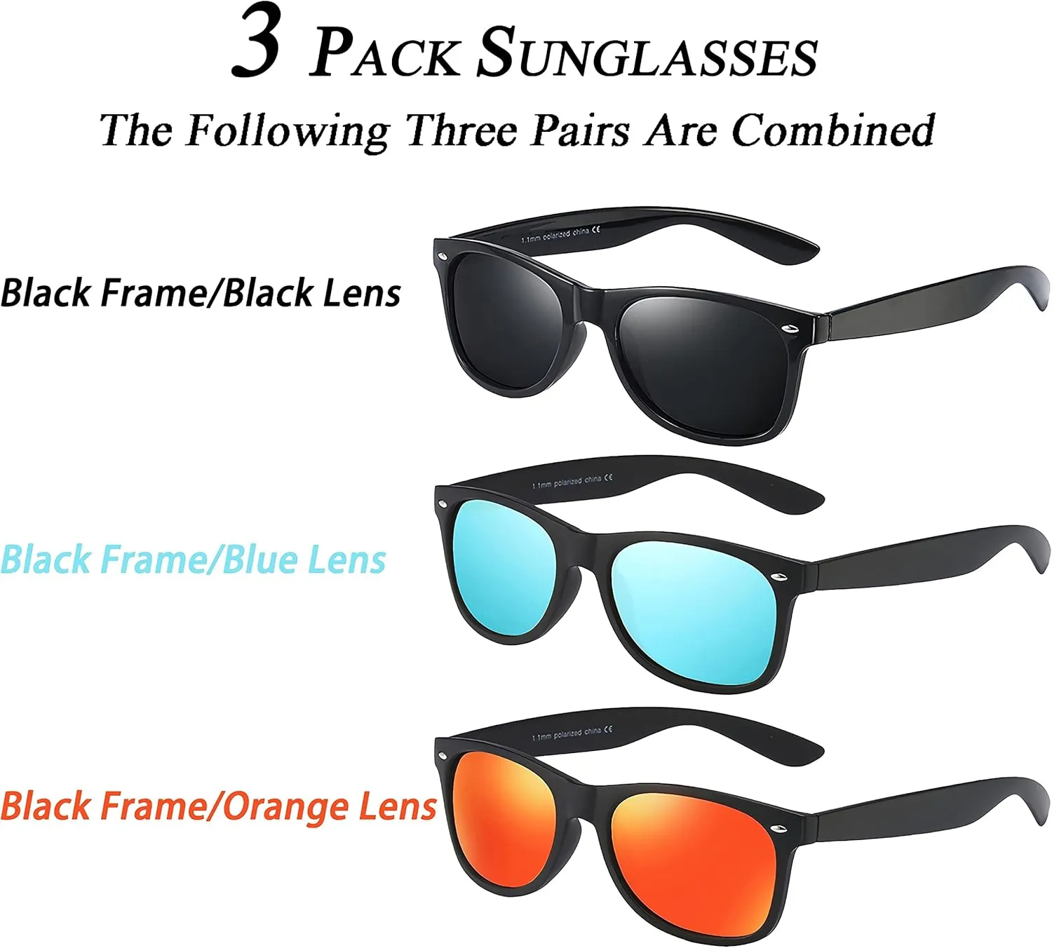 Polarized Sunglasses for Men and Womens UV400 Protection Sports Driving Fishing Glasses 3pack