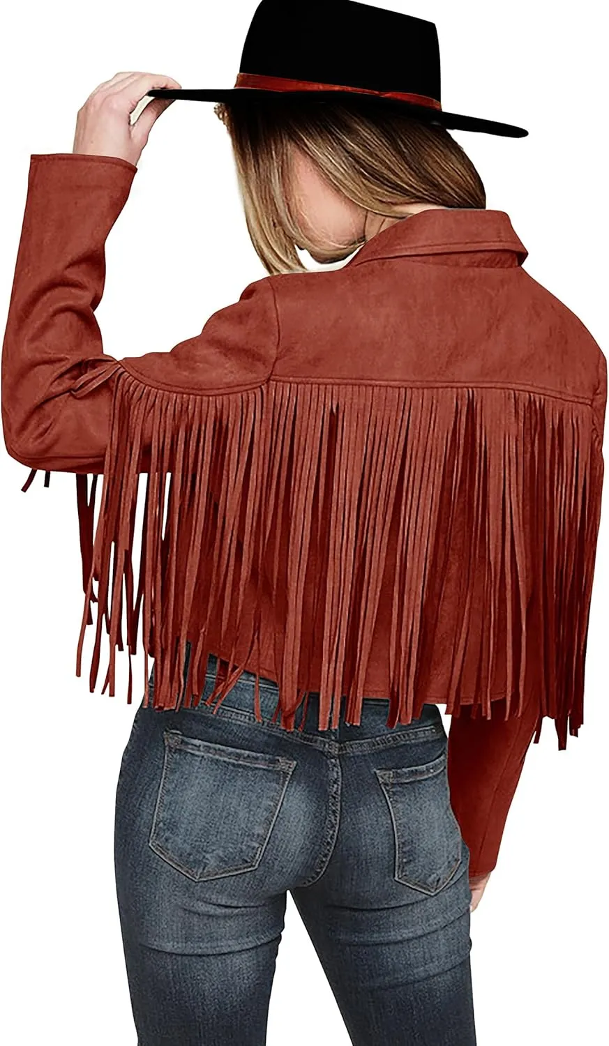 PRETTYGARDEN Women's Fringe Faux Suede Leather Jackets 2025 Fashion Tassel Motorcycle Cropped Coats