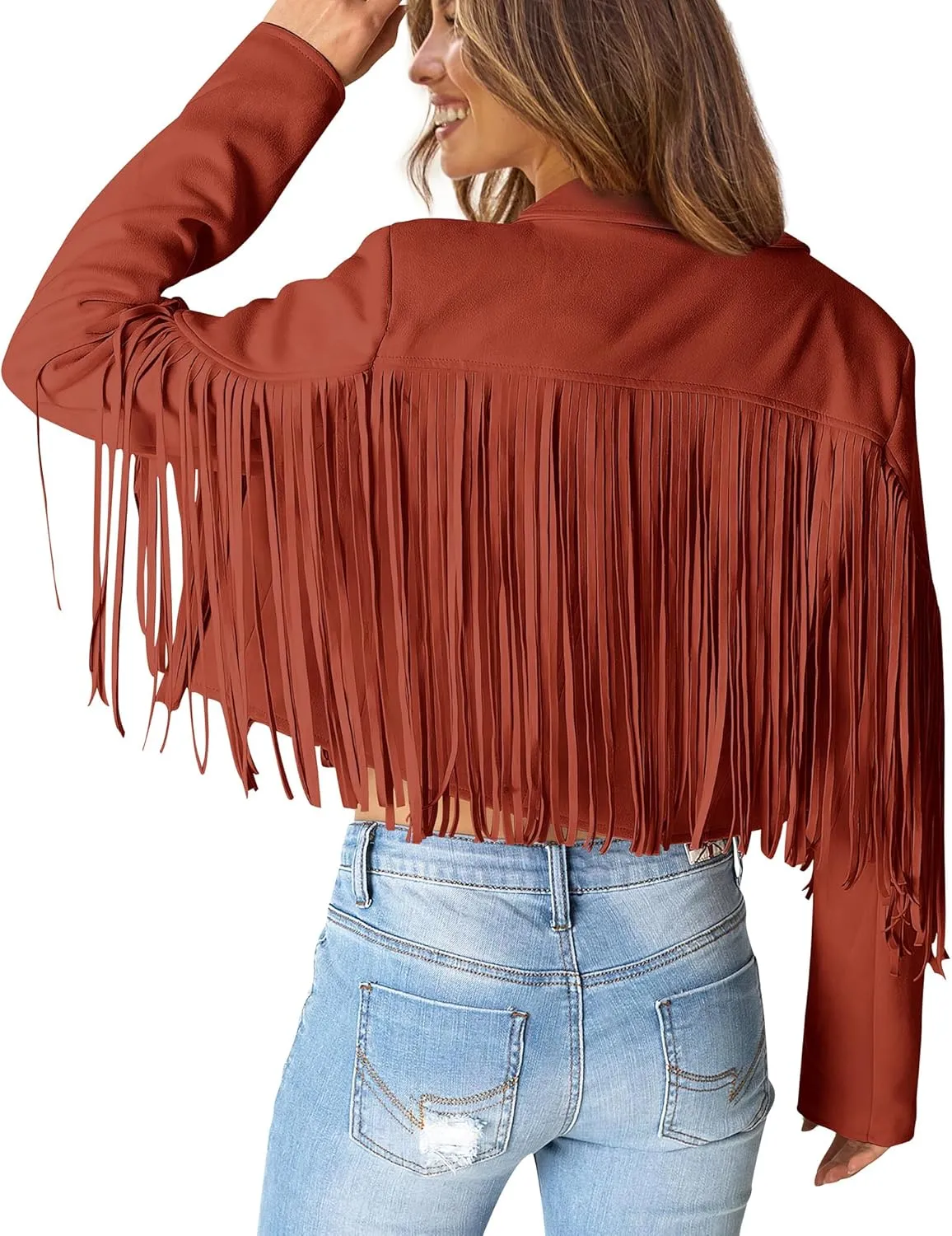 PRETTYGARDEN Women's Fringe Faux Suede Leather Jackets 2025 Fashion Tassel Motorcycle Cropped Coats