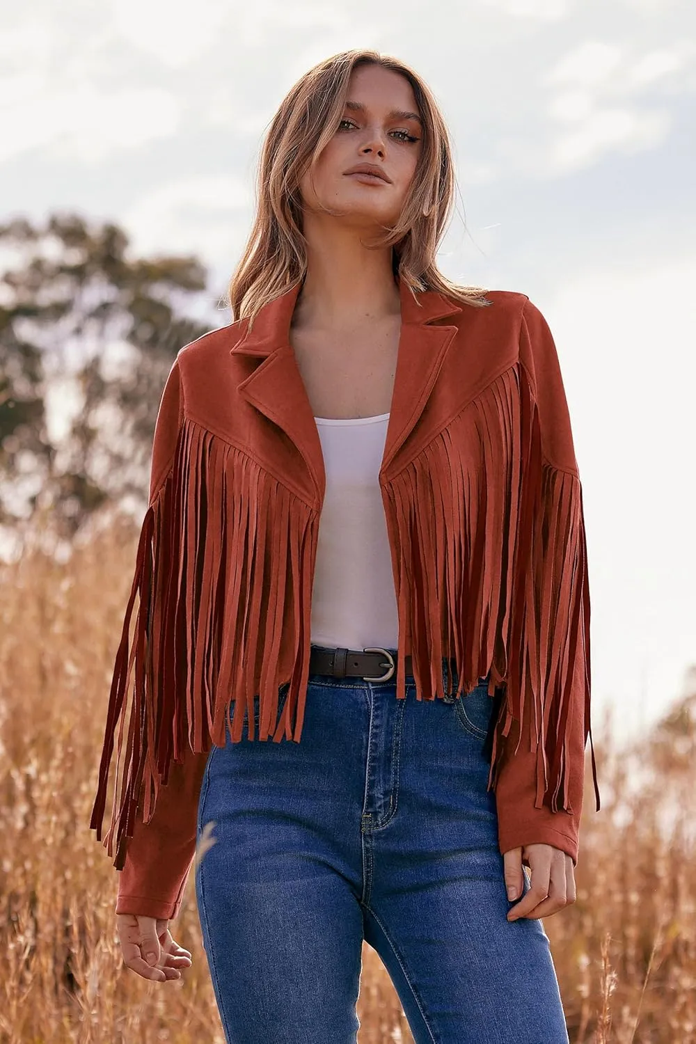 PRETTYGARDEN Women's Fringe Faux Suede Leather Jackets 2025 Fashion Tassel Motorcycle Cropped Coats