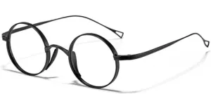Professor Reading Glasses  2.5 Round Wizard Eyeglasses Men Women, Retro Nerd Readers Anti Blue Light, Metal Titanium(Black, 1.5)