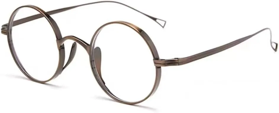 Professor Reading Glasses  2.5 Round Wizard Eyeglasses Men Women, Retro Nerd Readers Anti Blue Light, Metal Titanium(Bronze, 1.5)