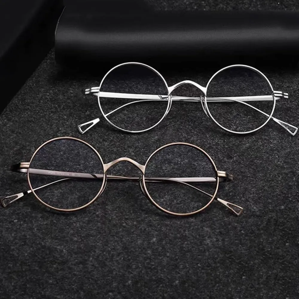 Professor Reading Glasses  2.5 Round Wizard Eyeglasses Men Women, Retro Nerd Readers Anti Blue Light, Metal Titanium(Bronze, 1.5)