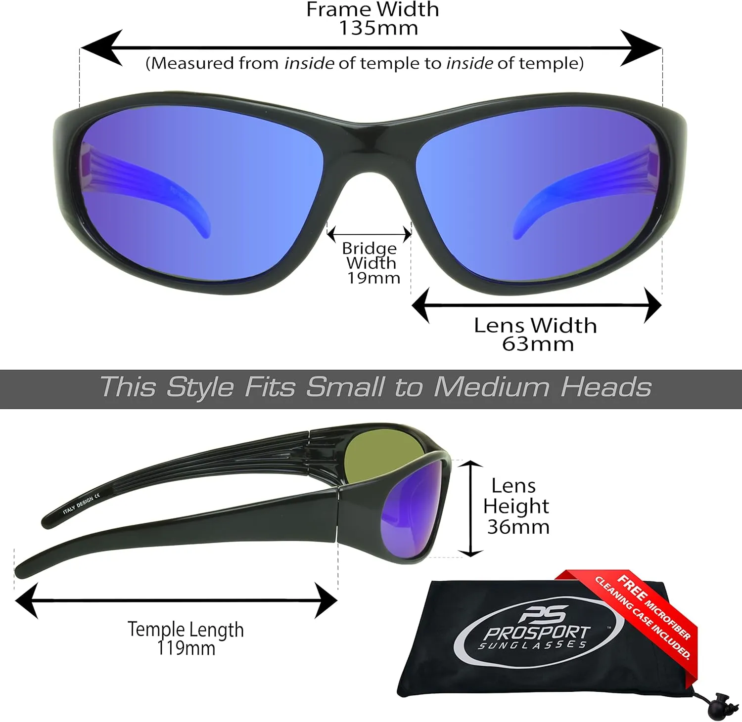 proSPORT Polarized Sunglass Mirror Men Women Anti-Glare Blue Orange Green Red Mirrored