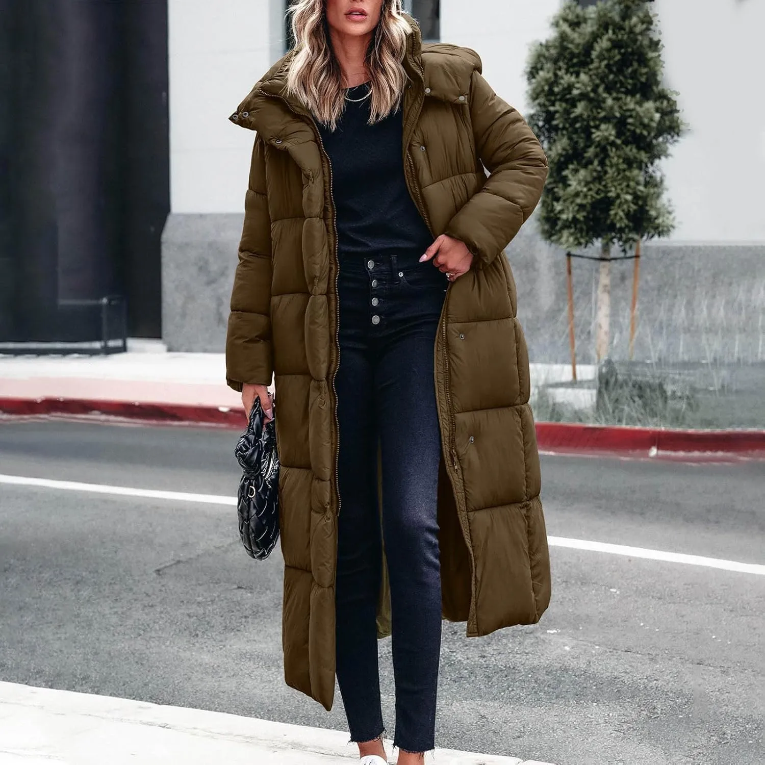 Puffer Coat Women Winter Heavyweight Down Jackets Warm Quilted Overcoats Thicken Down Jackets Casual Full Zip Outwear
