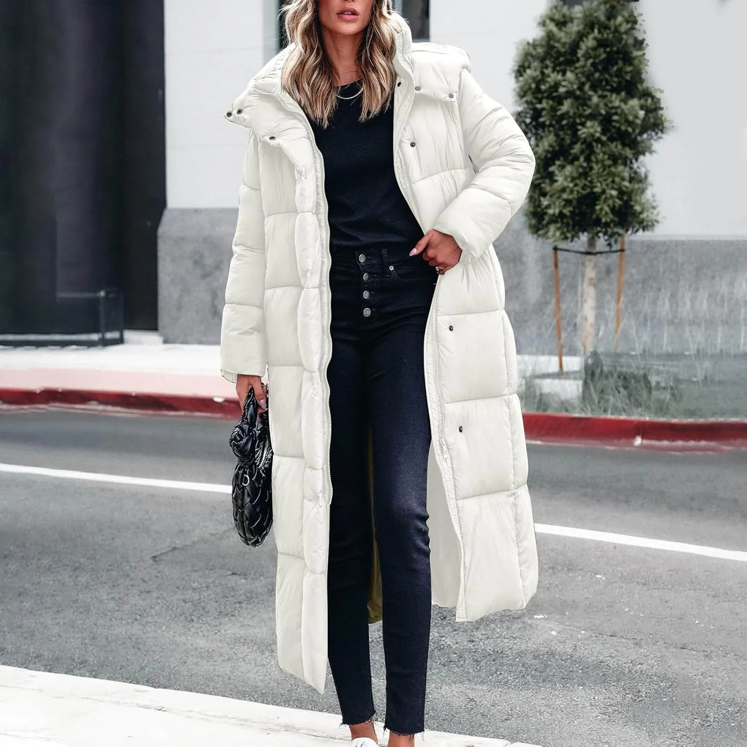Puffer Coat Women Winter Heavyweight Down Jackets Warm Quilted Overcoats Thicken Down Jackets Casual Full Zip Outwear