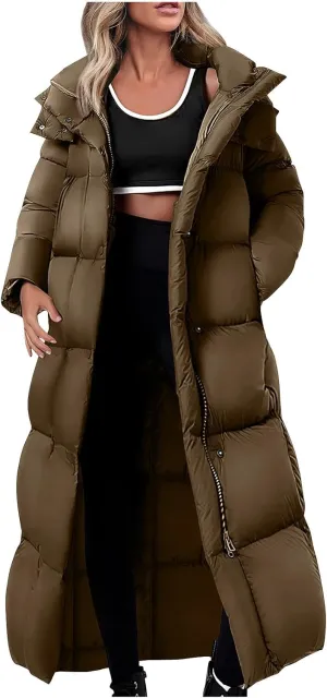 Puffer Coat Women Winter Heavyweight Down Jackets Warm Quilted Overcoats Thicken Down Jackets Casual Full Zip Outwear