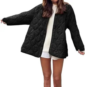 Quilted Jackets for Women 2024 Ultra Lightweight Down Jackets Prkas Button Down Oversized Winter Warm Puffer Coats