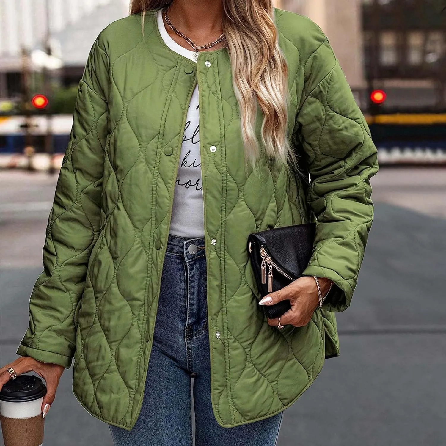 Quilted Jackets for Women 2024 Ultra Lightweight Down Jackets Prkas Button Down Oversized Winter Warm Puffer Coats