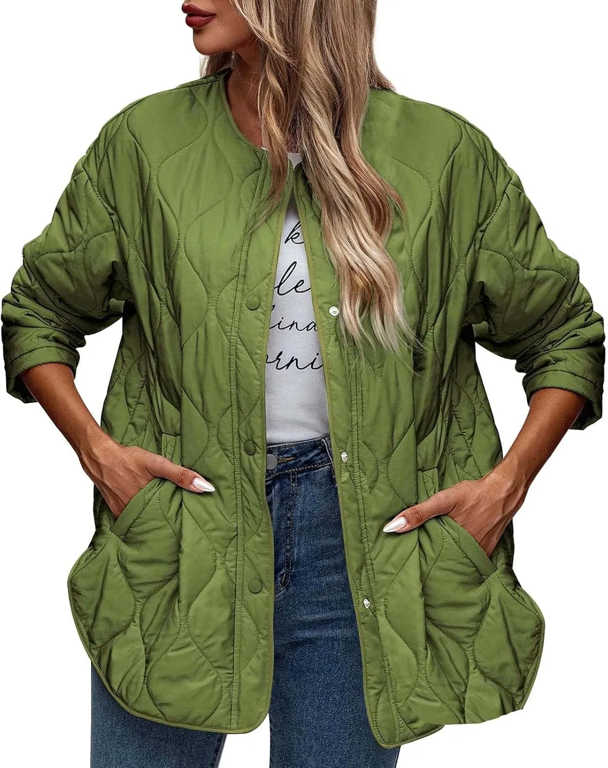 Quilted Jackets for Women 2024 Ultra Lightweight Down Jackets Prkas Button Down Oversized Winter Warm Puffer Coats