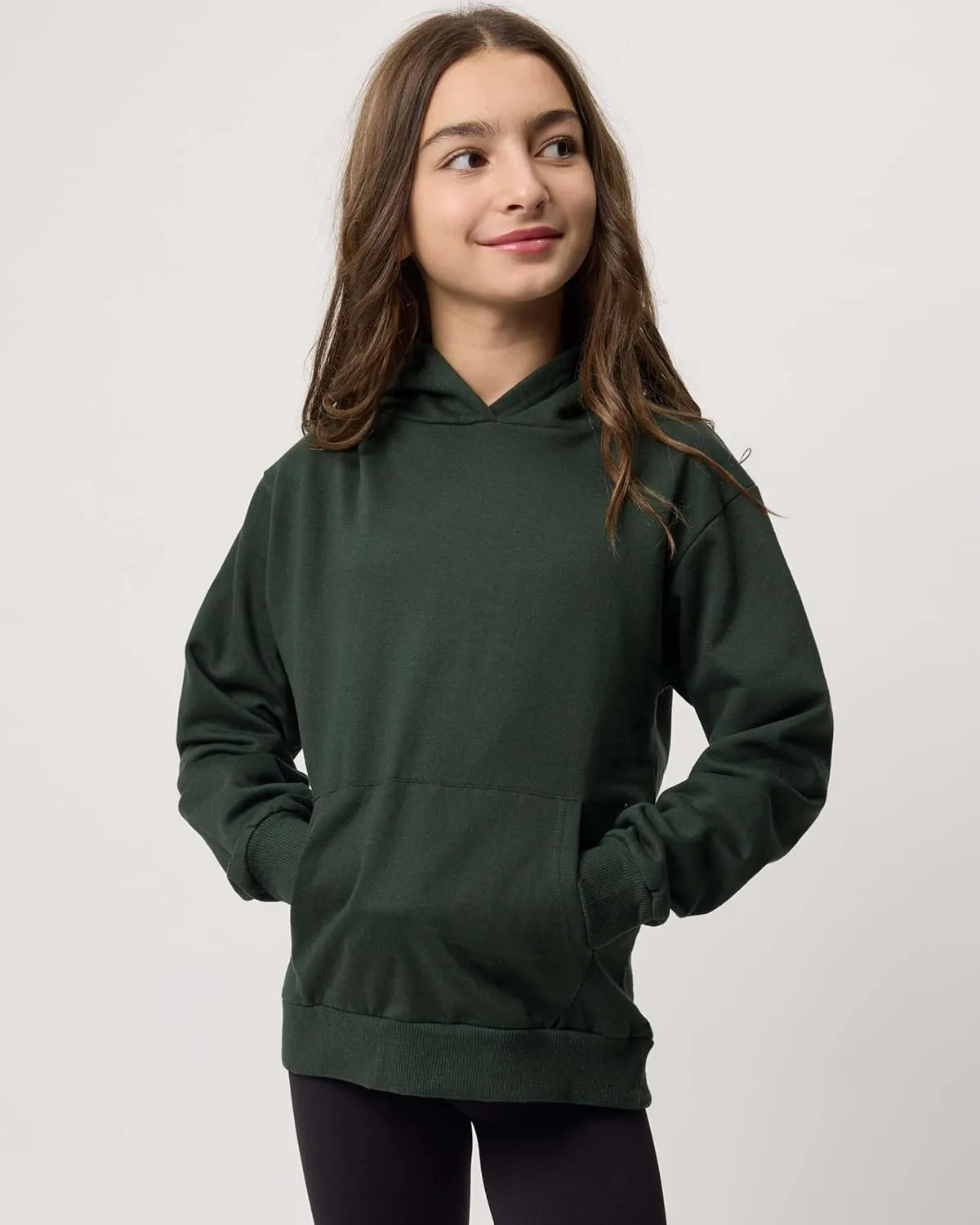 Real Essentials 3 Pack: Girls' Soft Brushed Fleece Pullover Hoodie Sweatshirt With Kangaroo Pocket (Ages 7-16)