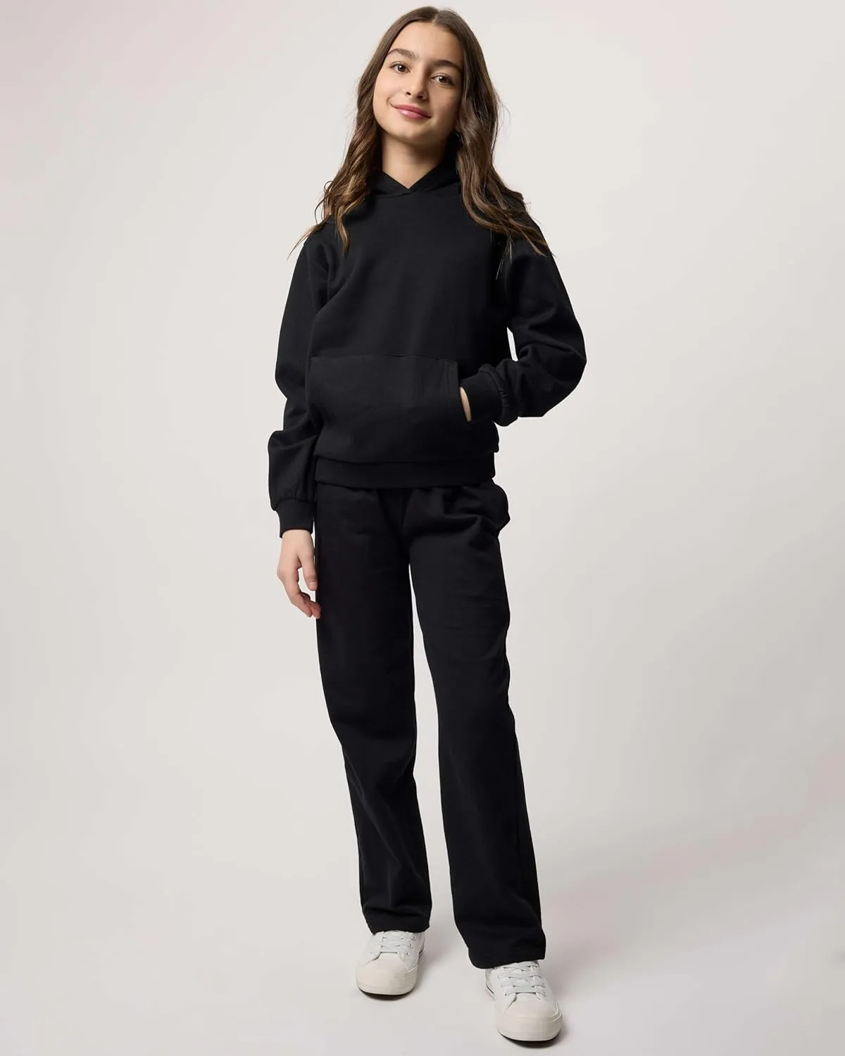 Real Essentials 3 Pack: Girls' Soft Brushed Fleece Pullover Hoodie Sweatshirt With Kangaroo Pocket (Ages 7-16)