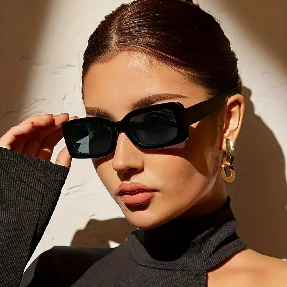 Rectangle Fashion Sunglasses For Women Men Retro Vintage UV400 Sun Shades Glasses For Summer Beach Travel