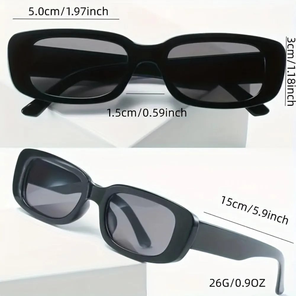 Rectangle Fashion Sunglasses For Women Men Retro Vintage UV400 Sun Shades Glasses For Summer Beach Travel